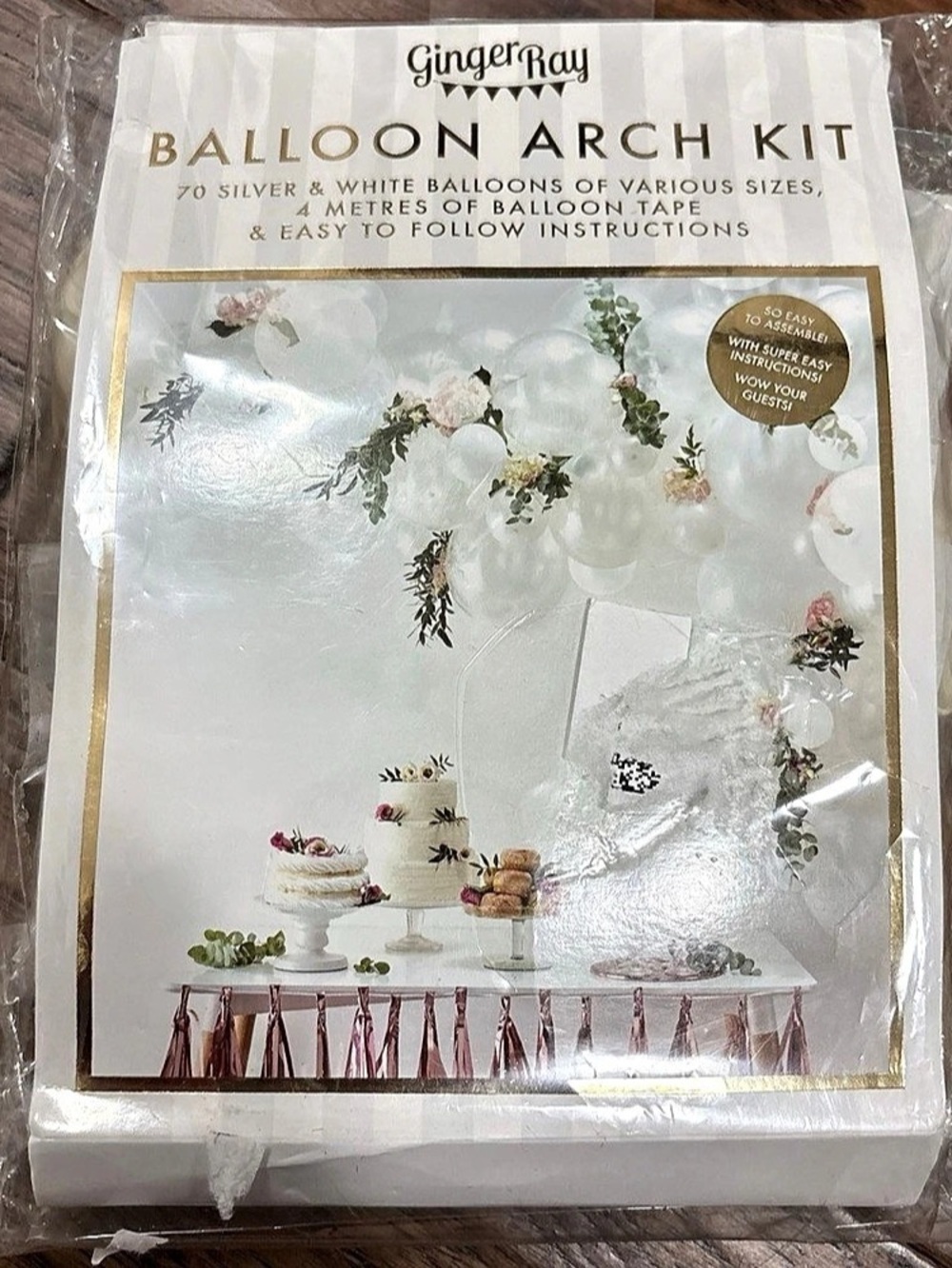 Ginger Ray Silver & White Balloon Arch Kit White & Gold